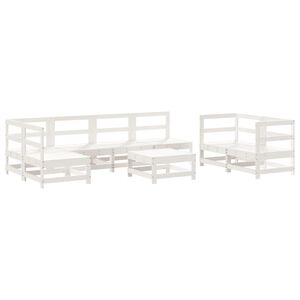 vidaXL Set Salotto da Giardino 8 pz in Legno Massello di Pino Bianco