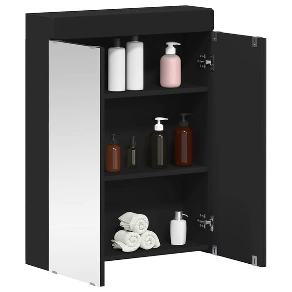 vidaXL Mobiletto per specchio da bagno TULUM Nero 60 x 16,5 x 78 cm