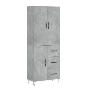 vidaXL Credenza Grigio Cemento 69,5x34x180 cm in Legno Multistrato