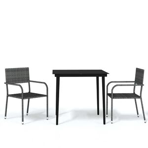 vidaXL Set Mobili da Pranzo per Giardino 3 pz Grigio