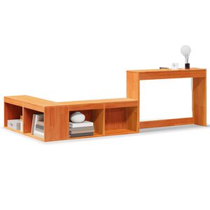 vidaXL Comodino con Scrivania Marrone Cera 232x122x75 cm Legno di Pino