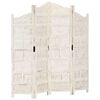 vidaXL Divisorio 4 Pannelli Intagliato Bianco 160x165cm Mango Massello