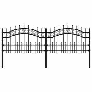 vidaXL Recinzione da giardino con punta a lancia nera 240x75 cm in acciaio verniciato a polvere