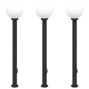 vidaXL Lampioni a palo con presa elettrica 3 pz 120 cm Nero IP44