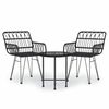 vidaXL Set da Pranzo da Giardino 3 pz Nero in Polyrattan