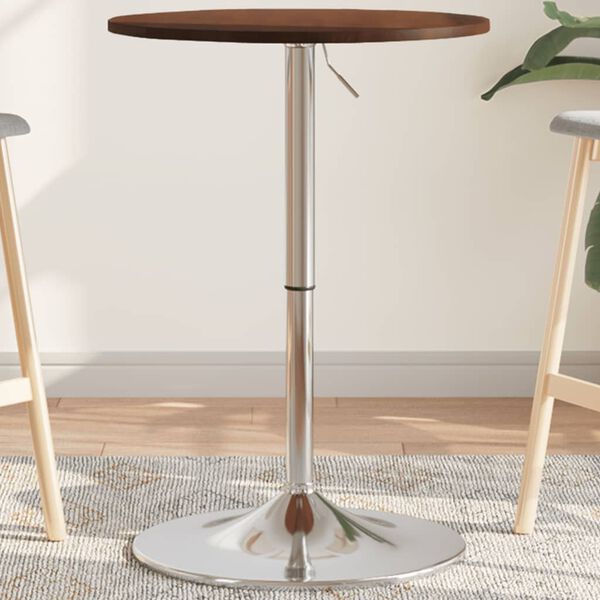 vidaXL Tavolino da Bar Marrone Scuro Ø50x89,5 cm Legno Massello Rovere