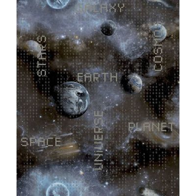 Noordwand Carta Parati Good Vibes Galaxy Planets and Text Blu e Nero