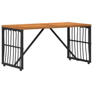 vidaXL Tavolo da Esterno Nero 80 x 40 x 40 cm Acciaio e Polyrattan
