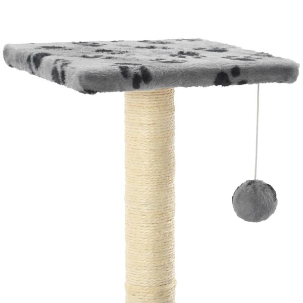 vidaXL Albero per Gatti e Tiragraffi Sisal 65 cm Zampe Stampate Grigio