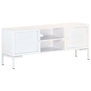 vidaXL Mobile Porta TV Bianco 115x30x46cm in Legno Massello di Mango