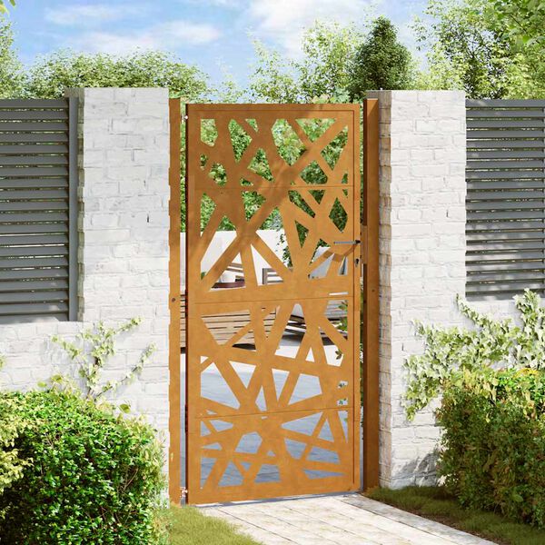 vidaXL Cancello da giardino 100x200 cm in acciaio corten design leggero