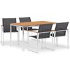 vidaXL Set da Pranzo da Giardino 5 pz in Legno di Teak e Acciaio Inox