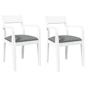vidaXL Sedie da Pranzo con Cuscini 2 pz Bianco Legno Massello di Hevea