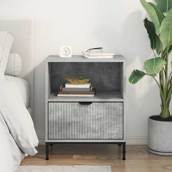 vidaXL Armadio da Notte con cassetto Grigio cemento 49 x 36 x 61 cm