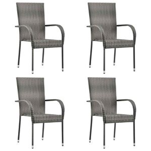 vidaXL Sedie da Esterno Impilabili 4 pz Grigie in Polyrattan