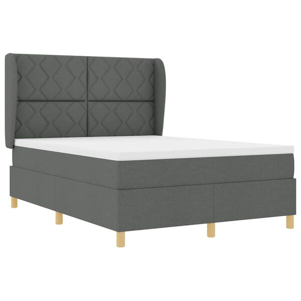 vidaXL Letto con molle e materasso Grigio Scuro 90x190 cm Tessuto