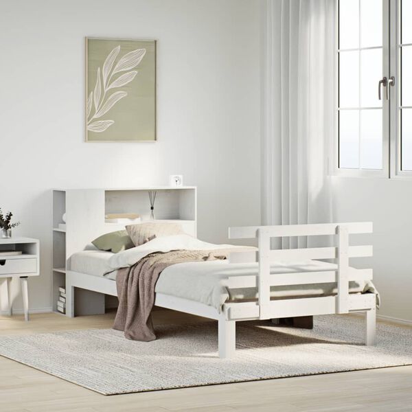 vidaXL Letto Libreria senza Materasso Bianco 90x190 cm Massello Pino