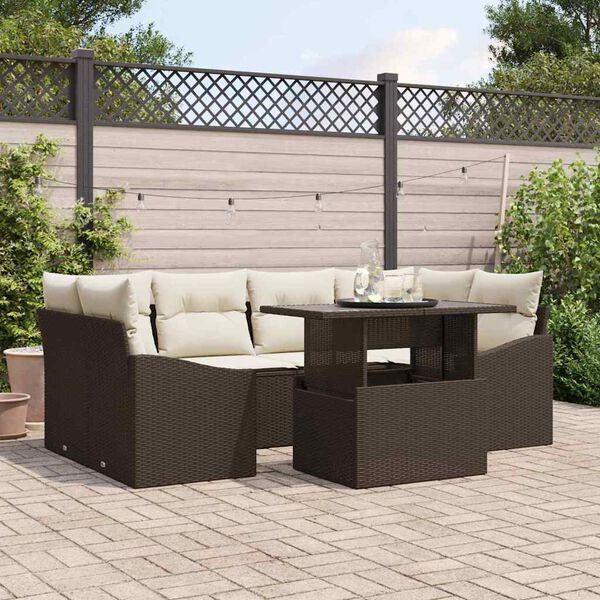 vidaXL Set Divano da Giardino 7 pcs Marrone Poly Rattan