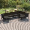 vidaXL Set Divani da Giardino 9 pz con Cuscini in Polyrattan Nero
