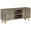 vidaXL Mobile TV Legno Massello di Mango Grigio e Ottone 110x30x48cm