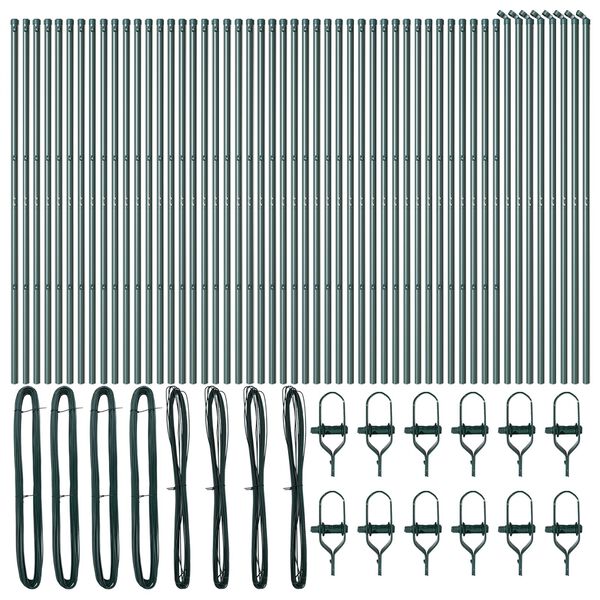 vidaXL Palo della recinzione 52 pcs Verde 3,2 x 3,2 x 200 cm