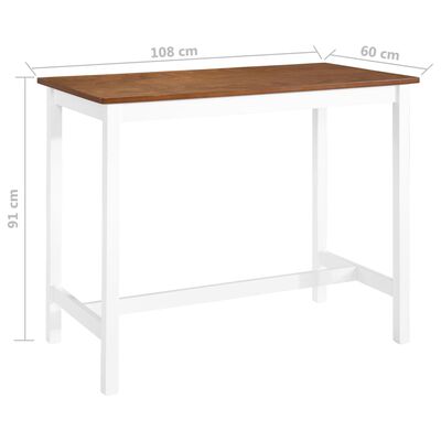 vidaXL Tavolino da Bar in Legno Massello 108x60x91 cm