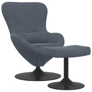 vidaXL Sedia Egg con Pouf Grigio scuro 63 x 73 x 90 cm Velluto