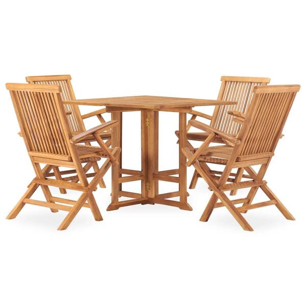 vidaXL Set da Pranzo da Giardino 5 pz Pieghevole in Massello di Teak
