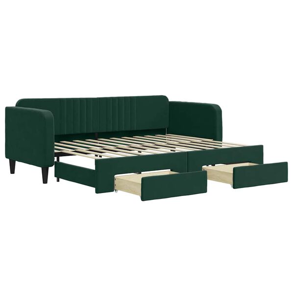 vidaXL Divano Letto Estraibile Cassetti Verde Scuro 80x200cm Velluto
