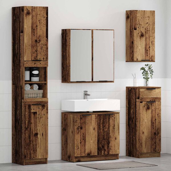 vidaXL Set di mobili per il bagno con cassetto 4 pcs Legno vecchio