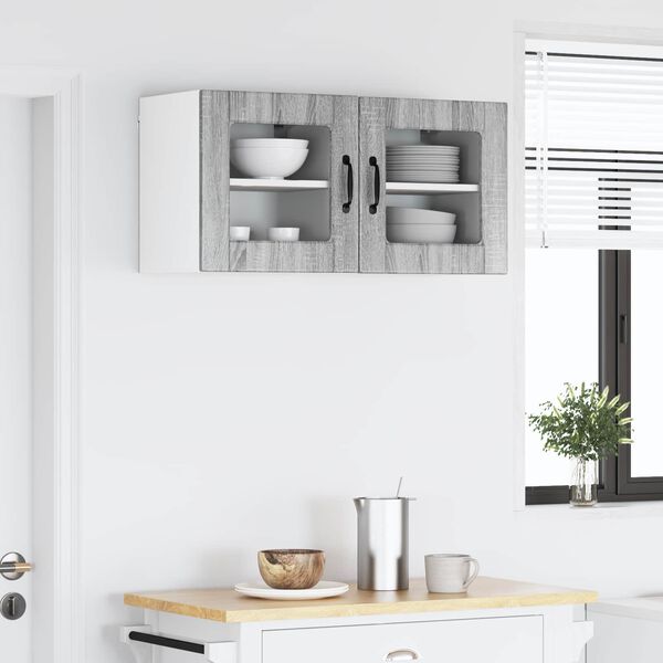 vidaXL Mobile da cucina con porta 2 pcs Grigio Sonoma 40 x 31 x 40 cm