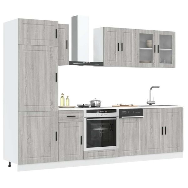 vidaXL Set Mobili da Cucina 8 pz Kalmar Grigio Sonoma in Truciolato