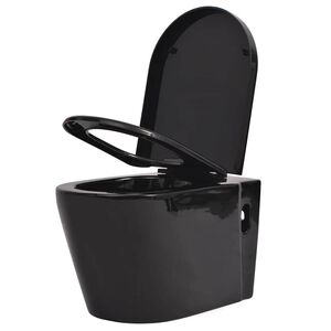 vidaXL WC Sospeso in Ceramica Nera