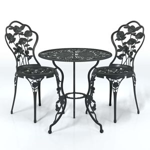 vidaXL Set da Bistrot 3 pz in Alluminio Pressofuso Nero