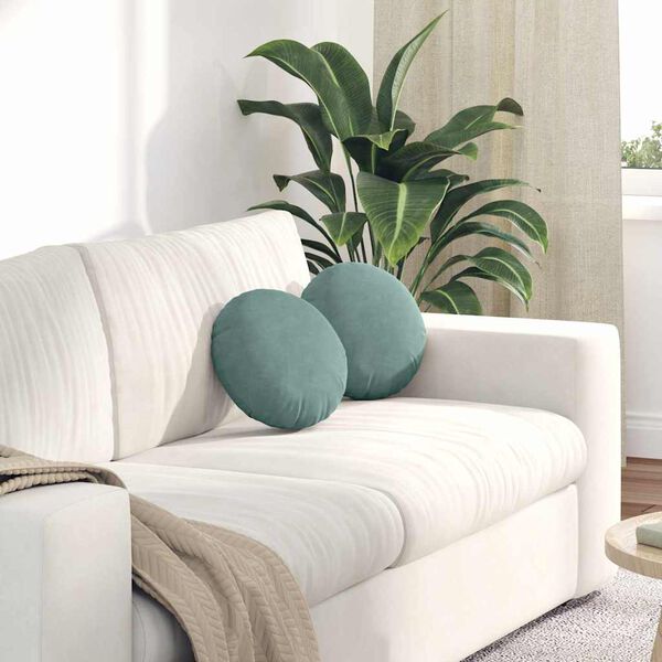 vidaXL Cuscini per Seduta 2 pcs Verde Mare Ø 40 x 13 cm Velluto