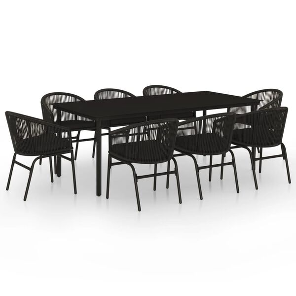 vidaXL Set da Pranzo da Giardino 9 pz Nero