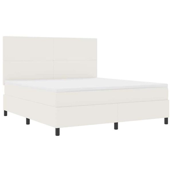 vidaXL Letto a molle Crema e Bianco 203 x 180 x 128 cm