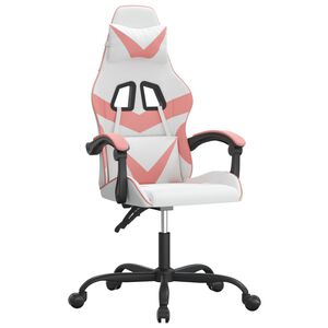 vidaXL Sedia da Gaming Girevole Bianco e Rosa in Similpelle