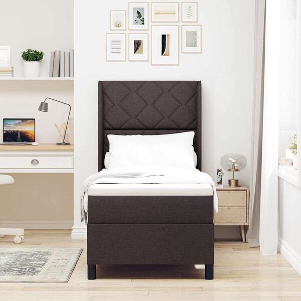 vidaXL Letto a Sorgente LED Marrone Scuro 80 x 200 cm Tessuto