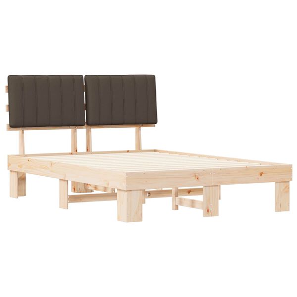 vidaXL Letto con Testiera Rivestita Talpa 135 x 190 cm Pino massello