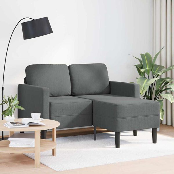 vidaXL Divano a 2 posti con chaise longue a L grigio scuro 125 cm in tessuto