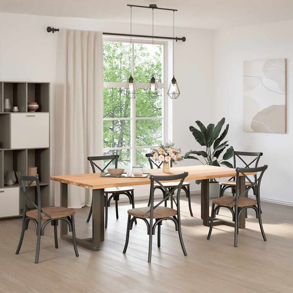 vidaXL Gambe per tavolo da pranzo a forma di T 2 pz nere 70x35x(72-73) cm in acciaio