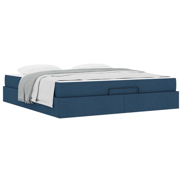 vidaXL Struttura letto con materasso con materasso 2 pcs Blu Tessuto