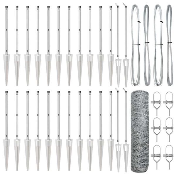 vidaXL Palo della recinzione Argento 50 x 0,4 m (rete 36 mm) Acciaio