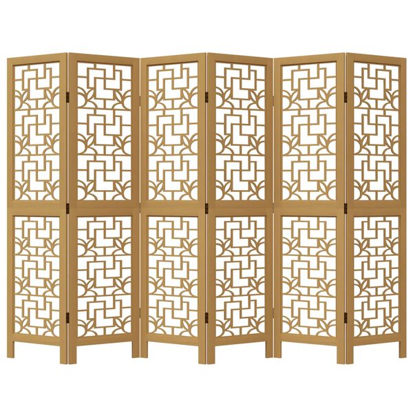 vidaXL Divisorio Ambienti 6 Pannelli Marrone Legno Massello Paulownia