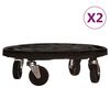 vidaXL Carrelli per Piante con Ruote 2 pz Diametro 40 cm Neri 275 kg