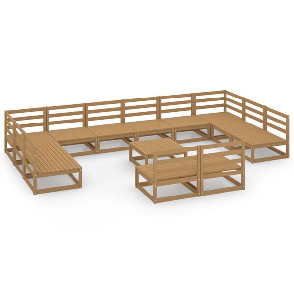 vidaXL Set Divani da Giardino 13 pz in Legno Massello di Pino