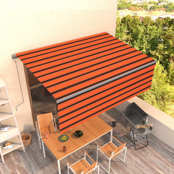 vidaXL Tenda da Sole Retrattile Automatica 4,5x3m Arancione e Marrone