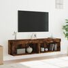 vidaXL Mobili Porta TV con Luci LED 2 pz Rovere Fumo 60x30x30 cm