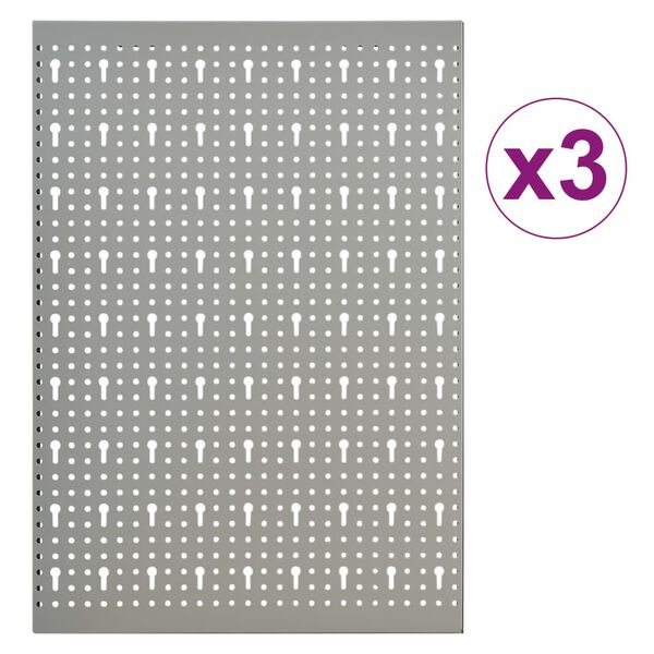 vidaXL Pannelli per Utensili a Parete 3 pz 40x58 cm Acciaio